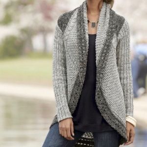 Cabi Shadow Circle Knit Open Front Cocoon Cardigan